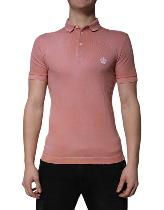 Dolce &amp; Gabbana – Poloshirt aus Baumwolle mit Kronenkragen in Rosa