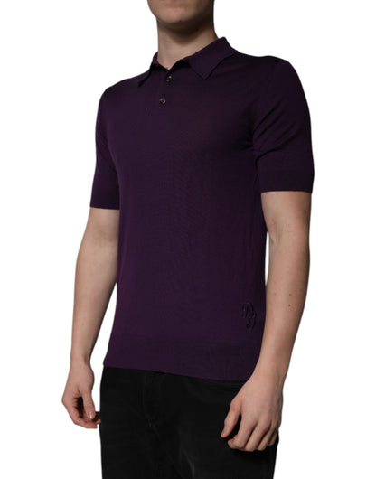 Dolce &amp; Gabbana – Violettes Poloshirt mit Kragen aus Kaschmir