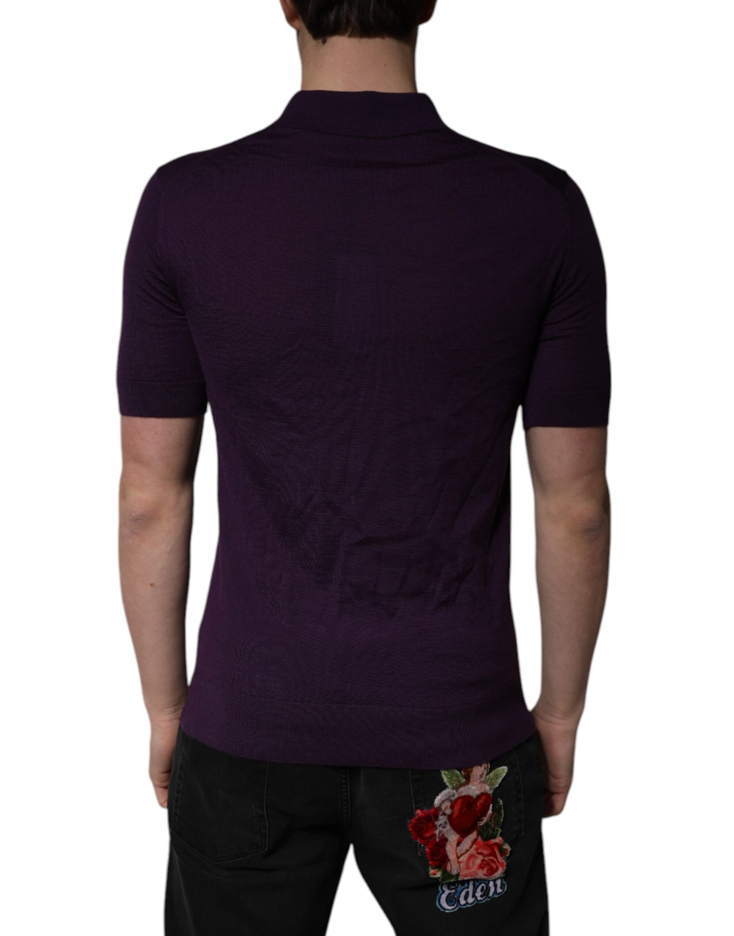 Dolce &amp; Gabbana – Violettes Poloshirt mit Kragen aus Kaschmir