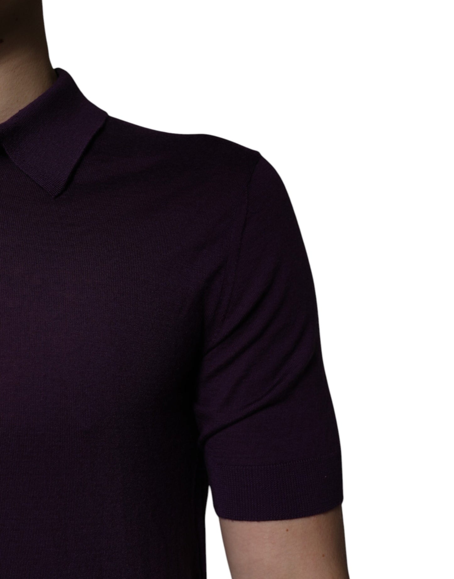 Dolce &amp; Gabbana – Violettes Poloshirt mit Kragen aus Kaschmir