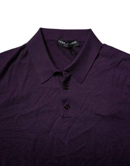 Dolce &amp; Gabbana – Violettes Poloshirt mit Kragen aus Kaschmir