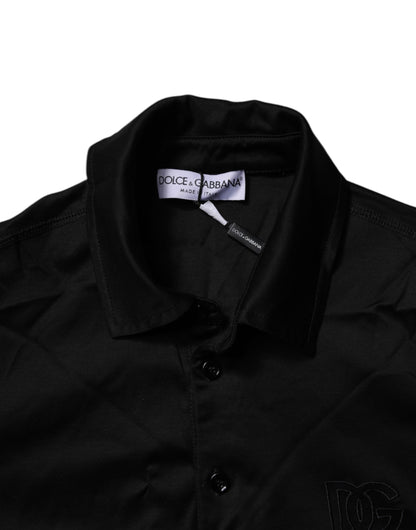 Dolce & Gabbana Black Cotton Collared Polo T-shirt