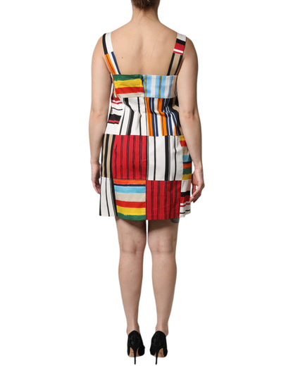 Dolce &amp; Gabbana – Ärmelloses Kleid aus mehrfarbiger Baumwolle mit Streifen