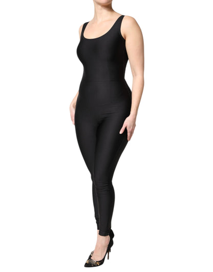 Dolce &amp; Gabbana Schwarzes ärmelloses, figurbetontes Jumpsuit-Kleid für Damen