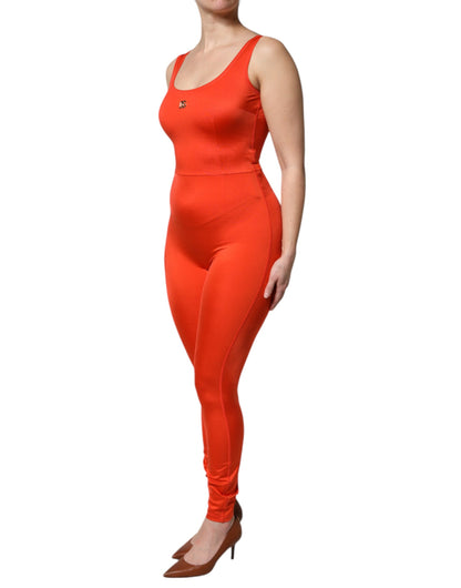 Dolce & Gabbana Orange Sleeveless Bodycon Jumpsuit Dress