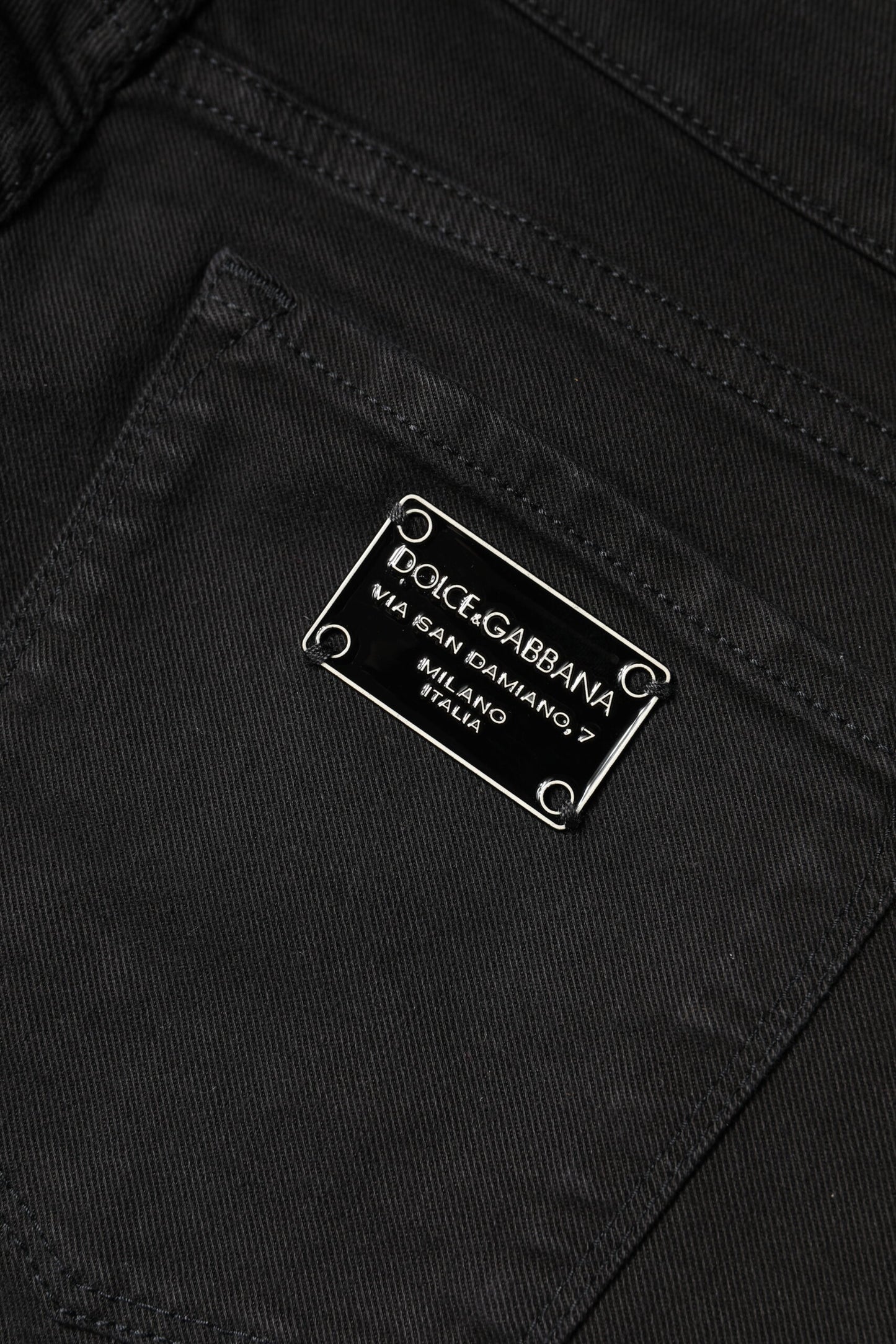 بنطلون جينز ضيق متوسط ​​الخصر من دولتشي آند غابانا، أسود من القطن