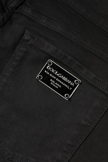 بنطلون جينز ضيق متوسط ​​الخصر من دولتشي آند غابانا، أسود من القطن