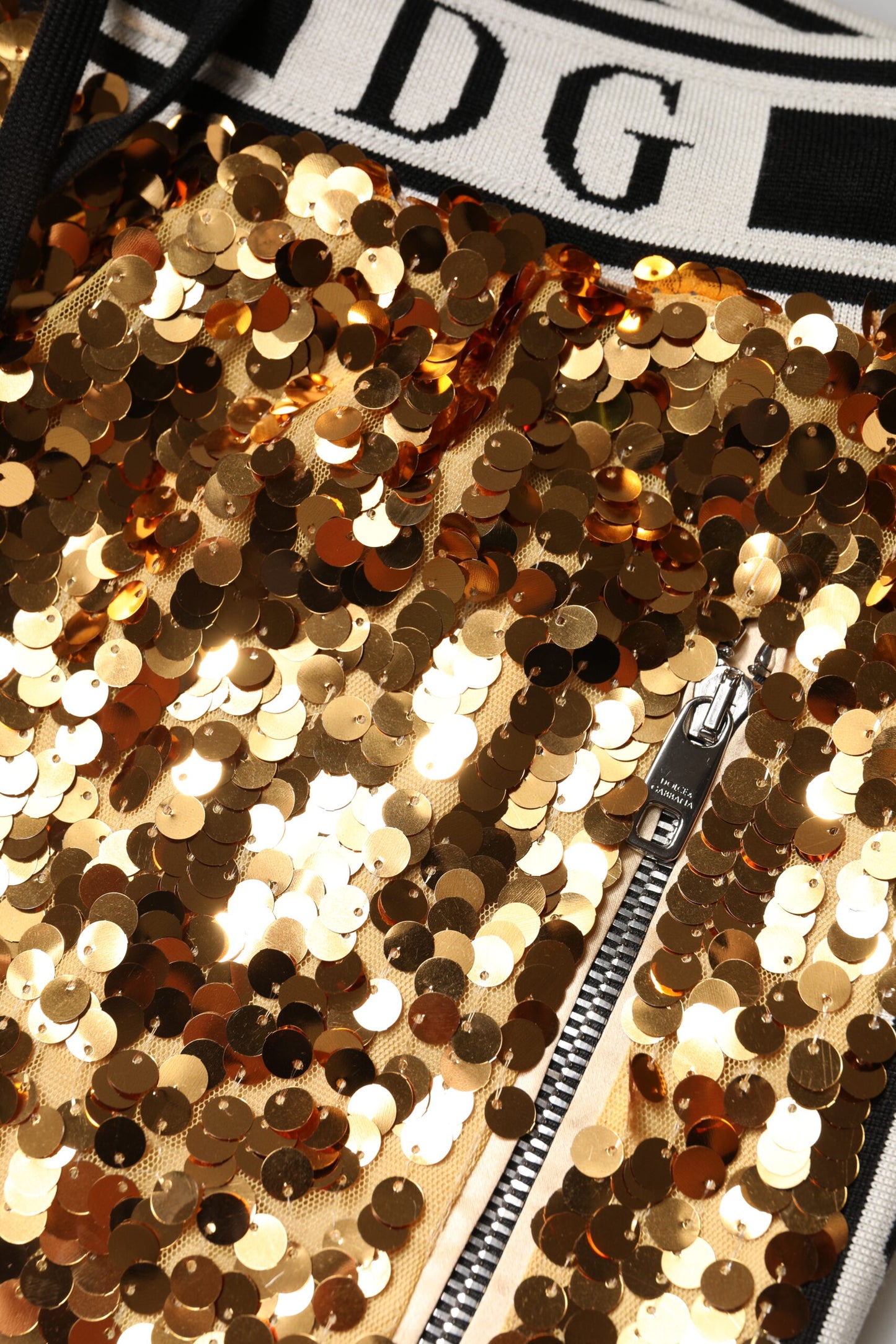 Dolce &amp; Gabbana – Jogginghose mit Pailletten und DG-Logo in Metallic-Gold