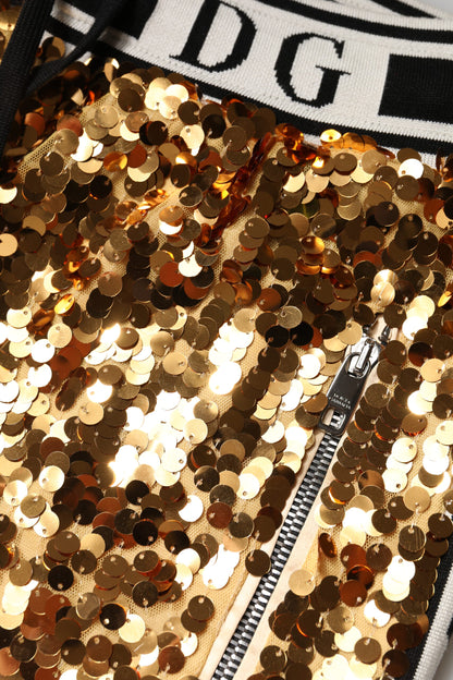 Dolce &amp; Gabbana – Jogginghose mit Pailletten und DG-Logo in Metallic-Gold