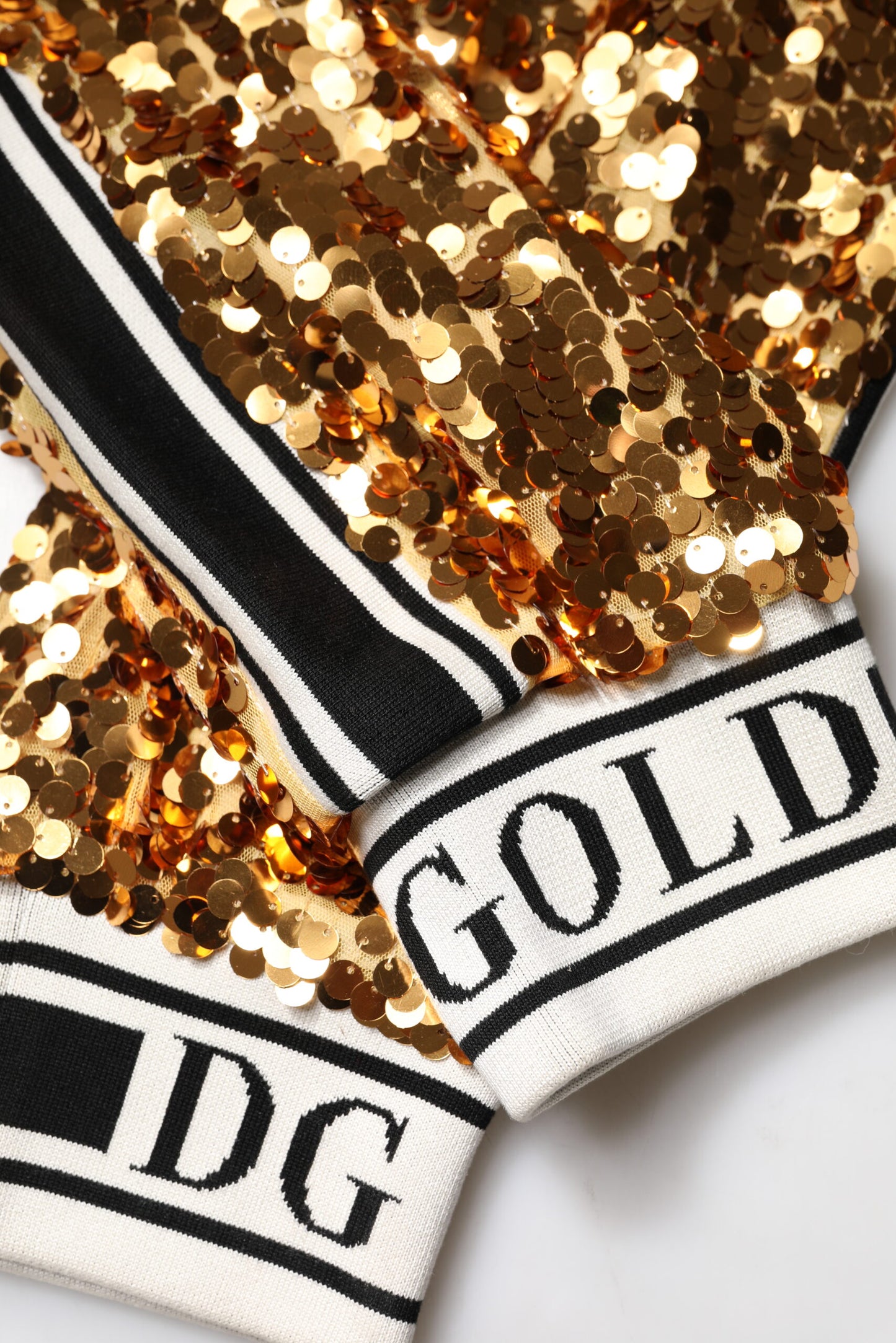 Dolce &amp; Gabbana – Jogginghose mit Pailletten und DG-Logo in Metallic-Gold