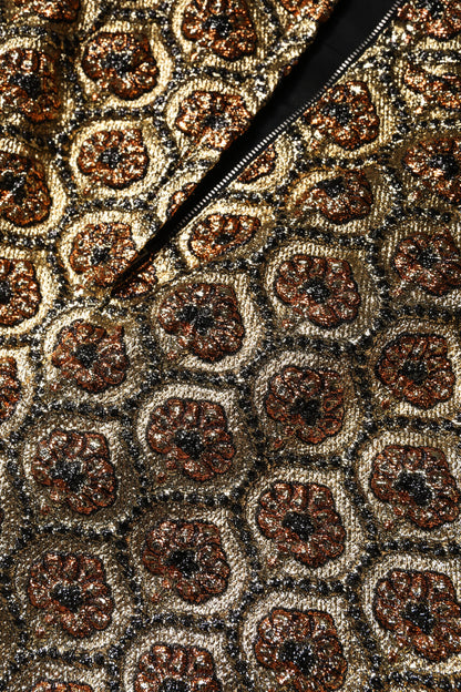 Dolce &amp; Gabbana – Brauner A-Linien-Minirock aus Polyesterbrokat