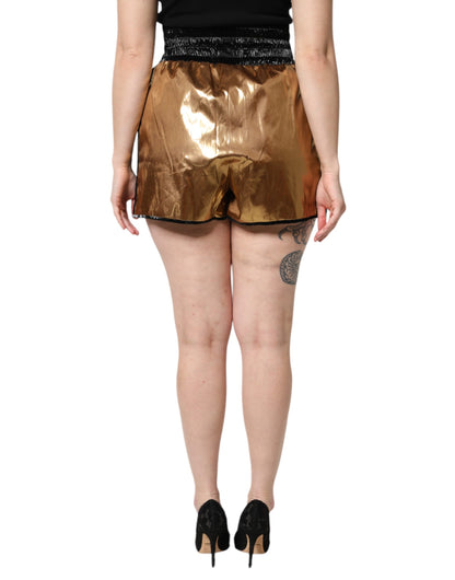 Dolce &amp; Gabbana Metallic Gold High Waist Damen Hotpants Short