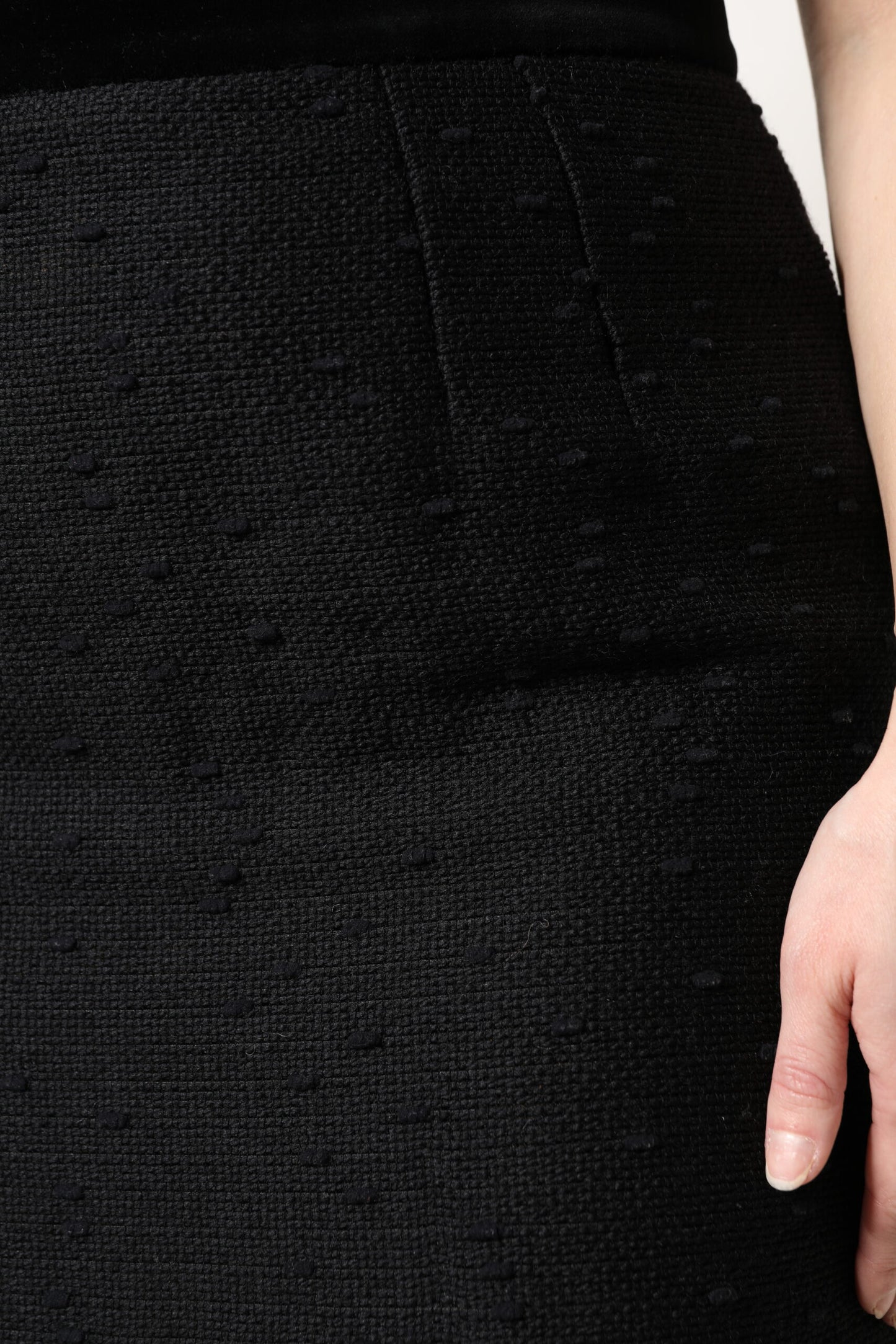 Dolce &amp; Gabbana – Schwarzer Bleistift-Minirock aus Wolle mit Fransen und hoher Taille