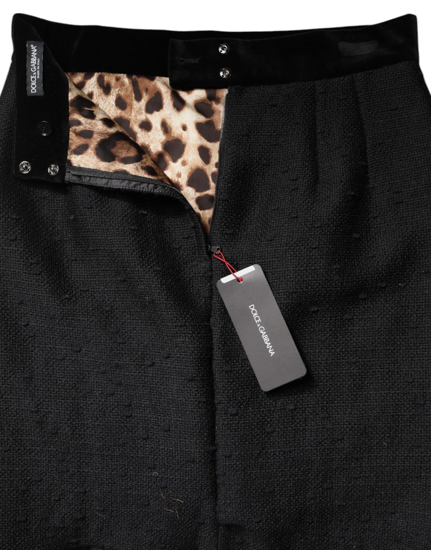 Dolce &amp; Gabbana – Schwarzer Bleistift-Minirock aus Wolle mit Fransen und hoher Taille