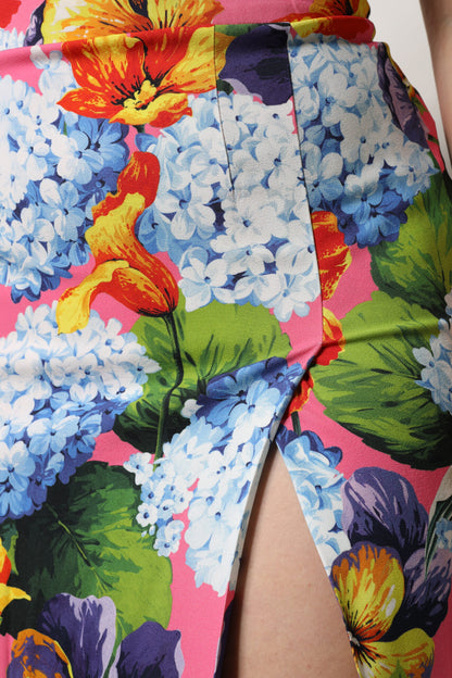 Dolce &amp; Gabbana – Mehrfarbiger Midirock mit hoher Taille und Blumenmuster