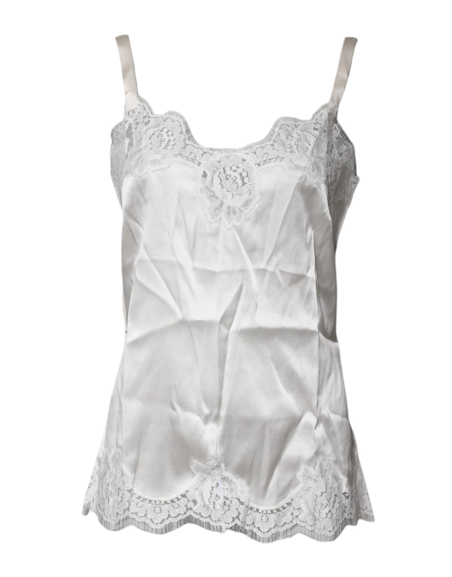 Dolce & Gabbana Top White Satin Lace Tank Lingerie Underwear