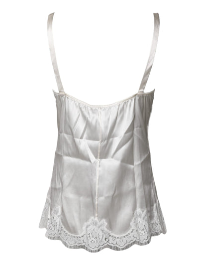 Dolce & Gabbana Top White Satin Lace Tank Lingerie Underwear