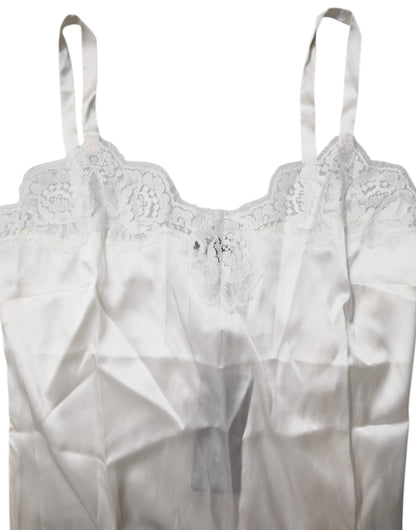 Dolce & Gabbana Top White Satin Lace Tank Lingerie Underwear