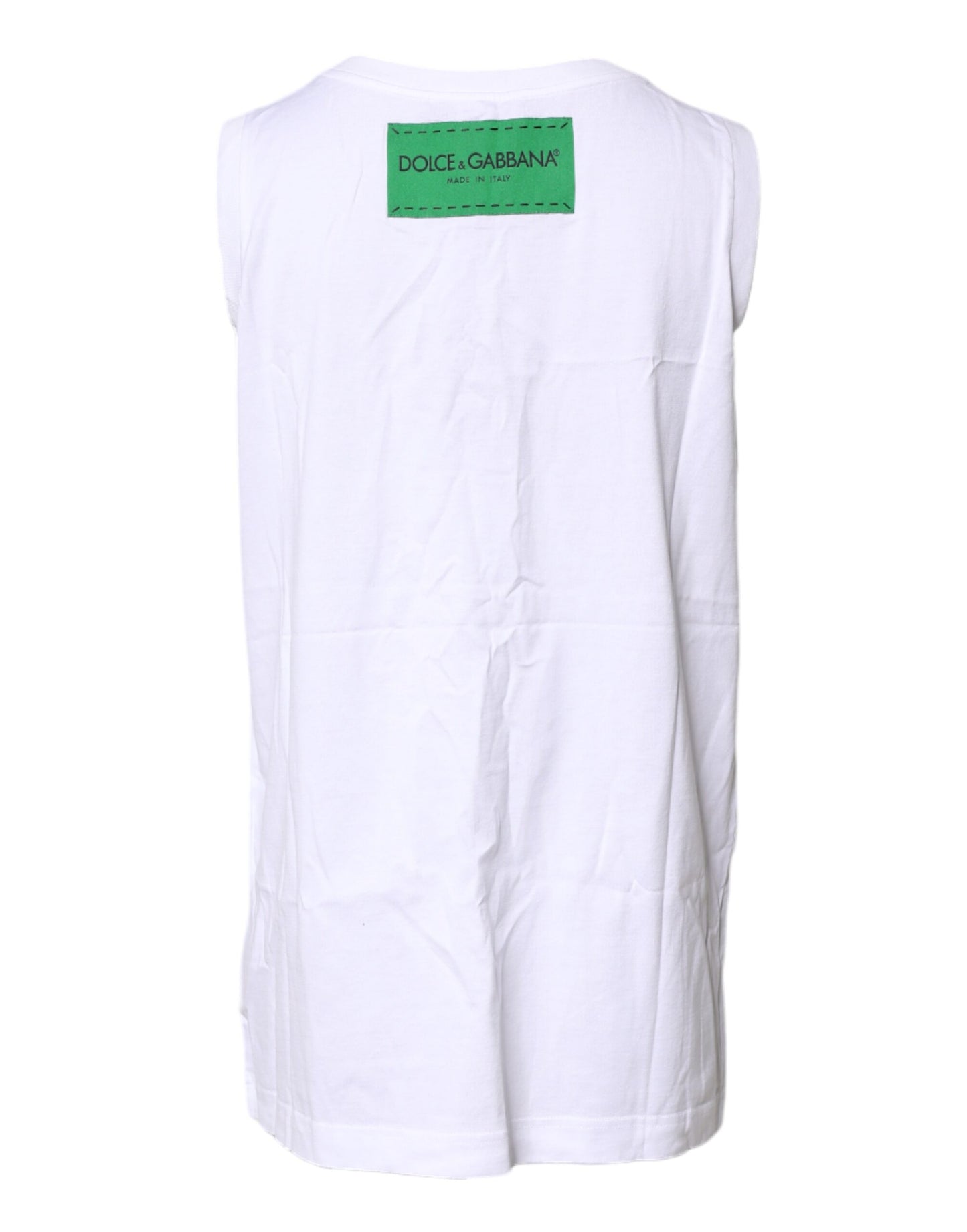 Dolce &amp; Gabbana – Weißes, ärmelloses Baumwoll-T-Shirt mit Blumendruck