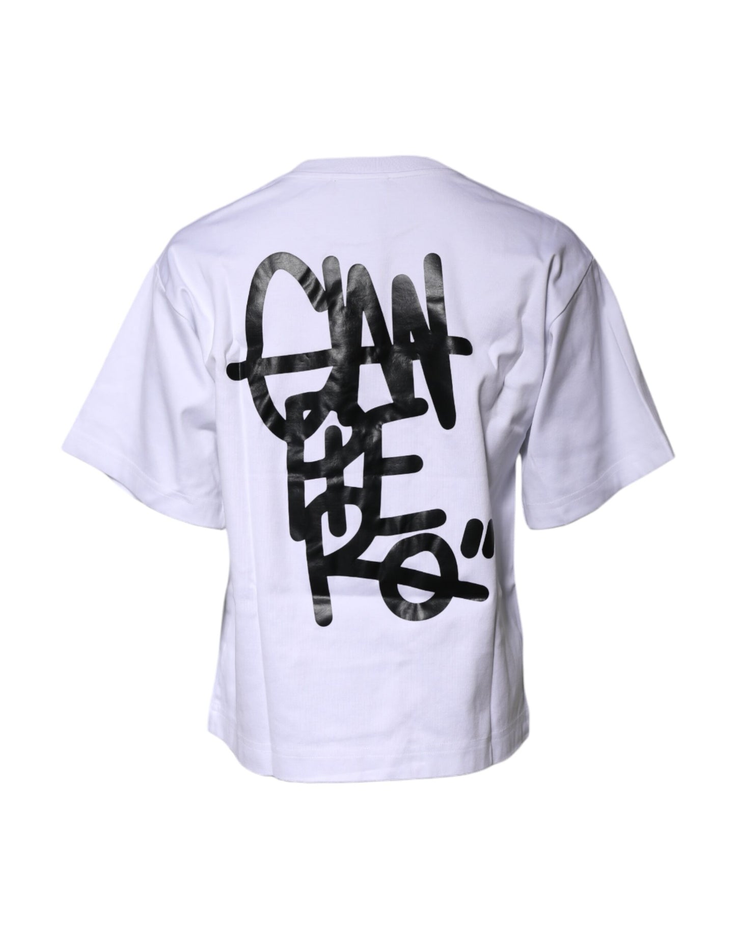 Dolce & Gabbana White Printed Cotton Crew Neck Tee T-shirt