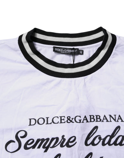 Dolce &amp; Gabbana – Weißes T-Shirt aus Baumwolle „DG Fashion“ mit Rundhalsausschnitt