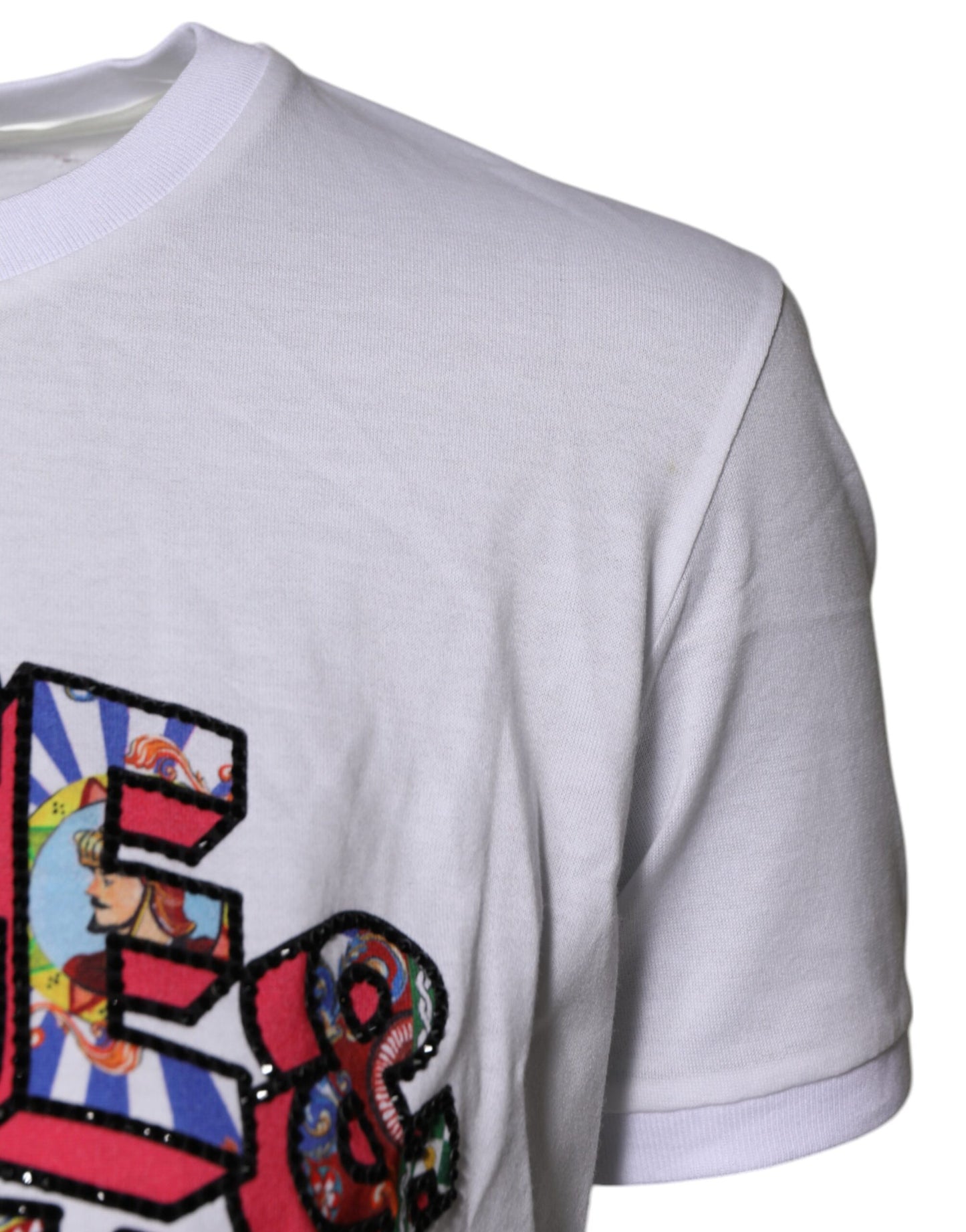 Dolce &amp; Gabbana – Weißes T-Shirt mit Rundhalsausschnitt und Logo-Print aus Baumwolle