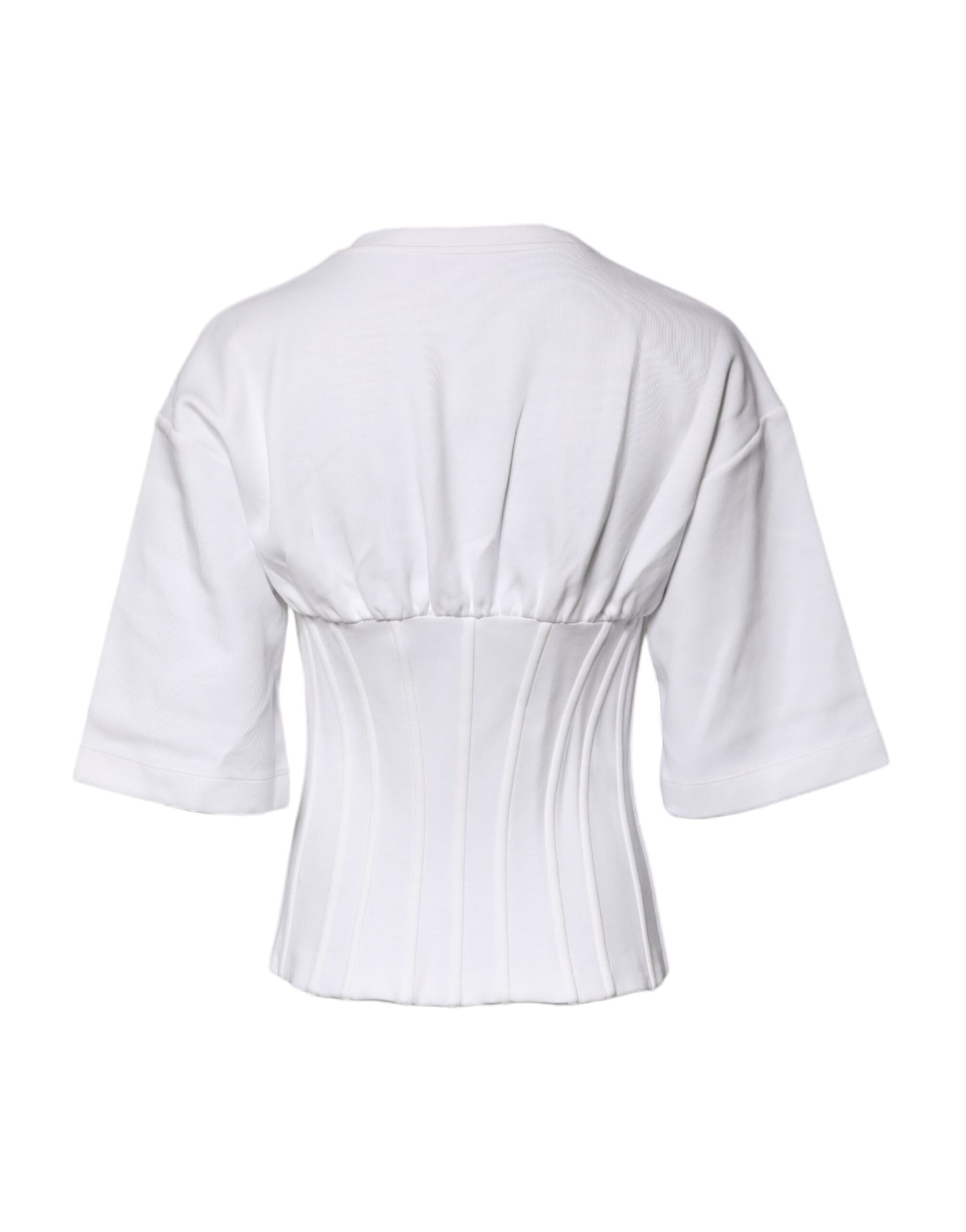 Dolce &amp; Gabbana – Blusenoberteil aus weißer Baumwollmischung mit 3/4-Ärmeln