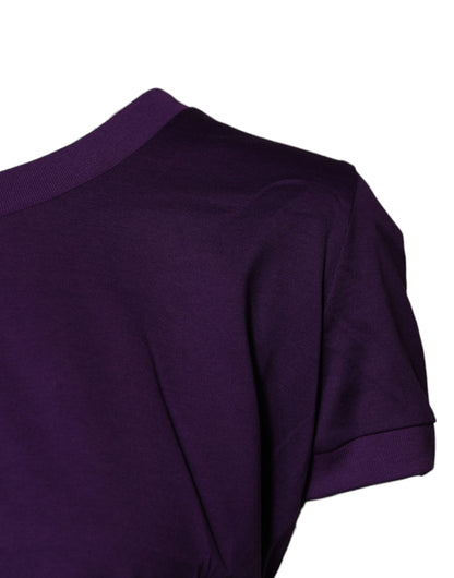 Dolce &amp; Gabbana – Violettes T-Shirt aus Baumwolle mit Rundhalsausschnitt und kurzen Ärmeln