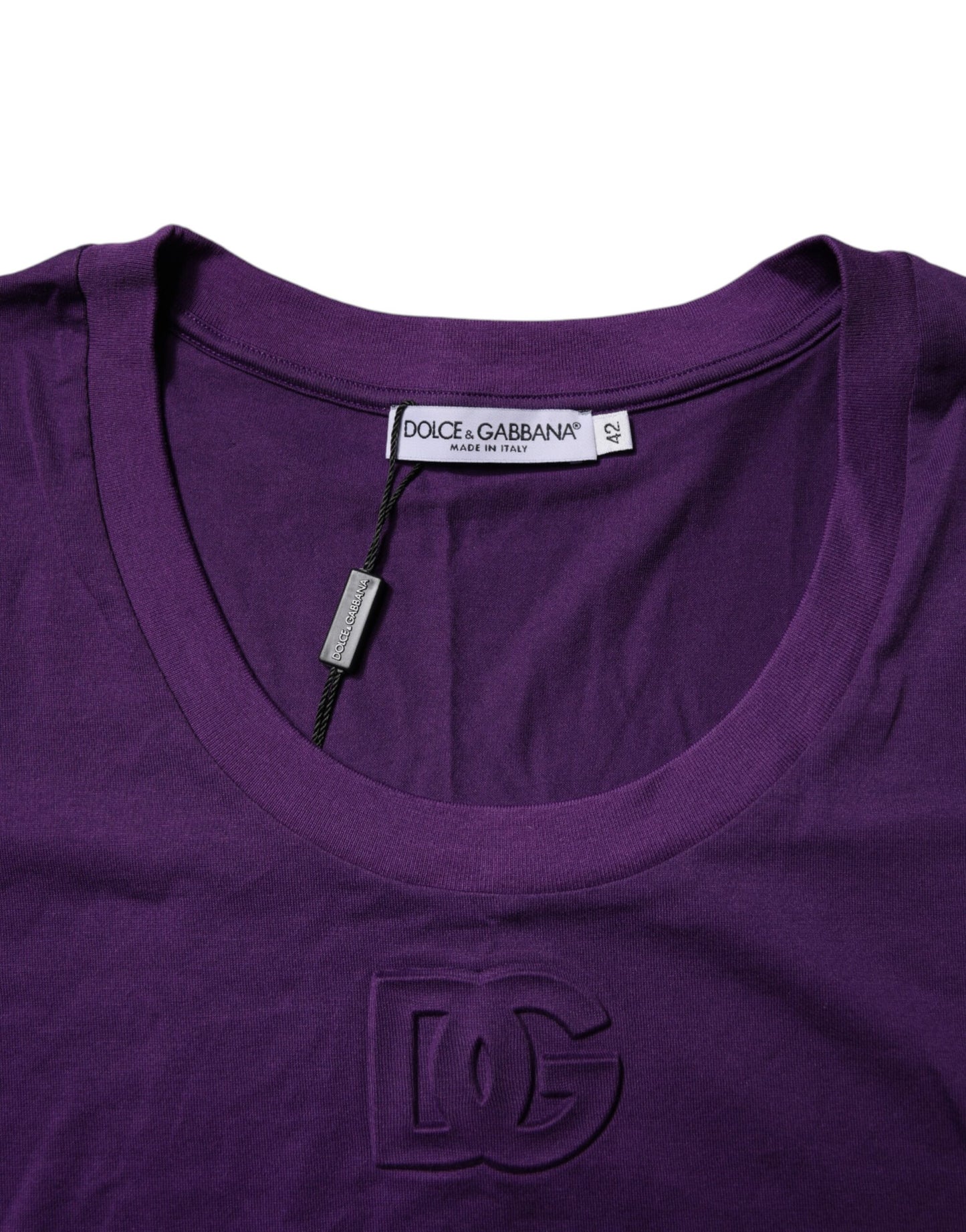 Dolce &amp; Gabbana – Violettes T-Shirt aus Baumwolle mit Rundhalsausschnitt und kurzen Ärmeln
