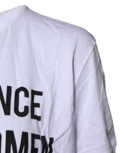 Dolce &amp; Gabbana – Weißes, bedrucktes T-Shirt mit Rundhalsausschnitt aus Baumwolle