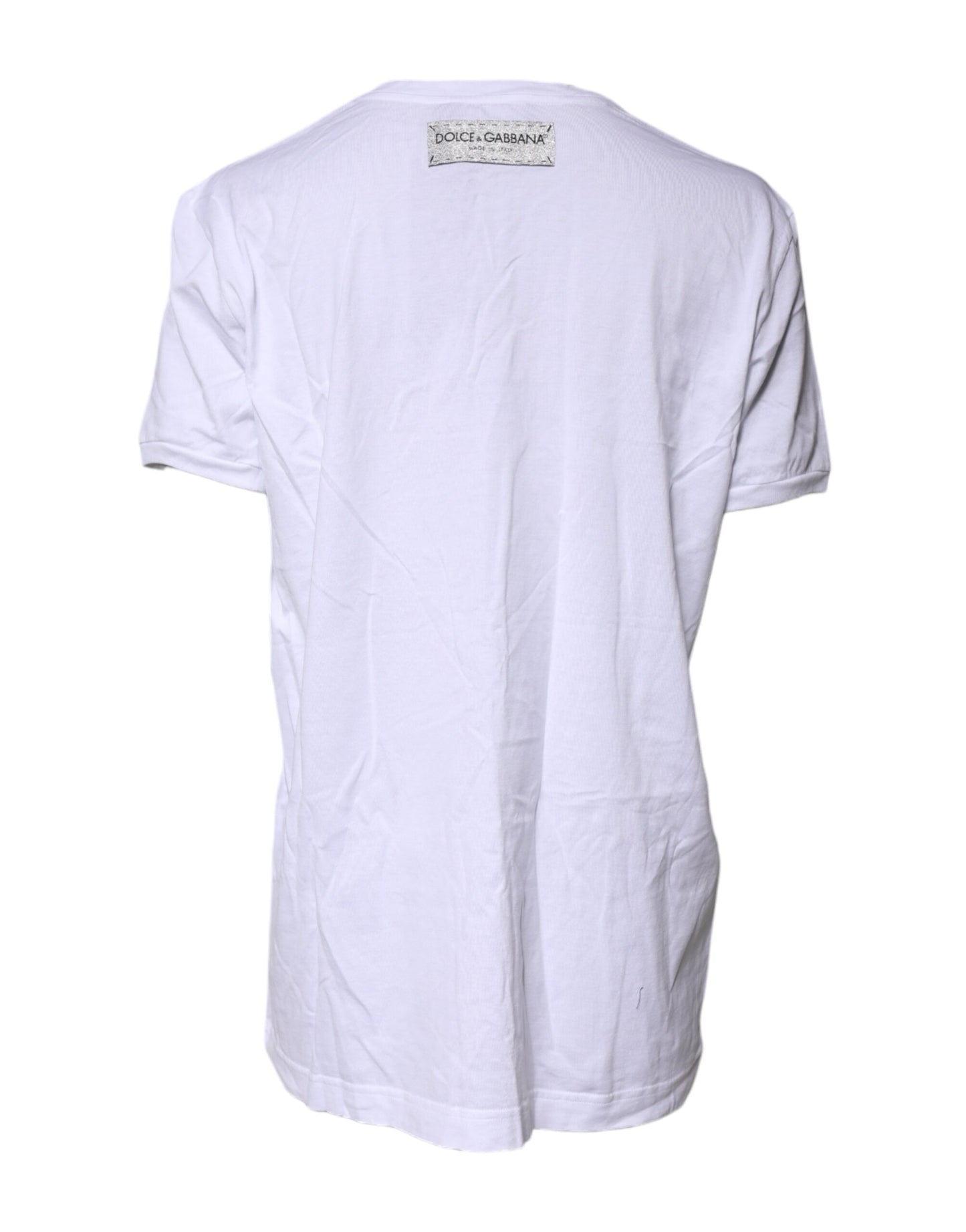 Dolce &amp; Gabbana – Weißes, bedrucktes T-Shirt mit Rundhalsausschnitt aus Baumwolle