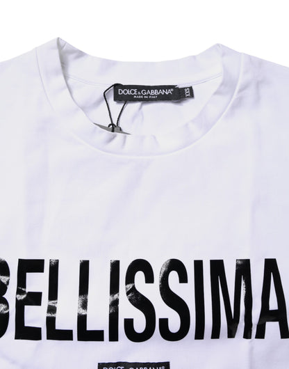 Dolce &amp; Gabbana Weißes Bellissima-T-Shirt aus Baumwolle mit Rundhalsausschnitt