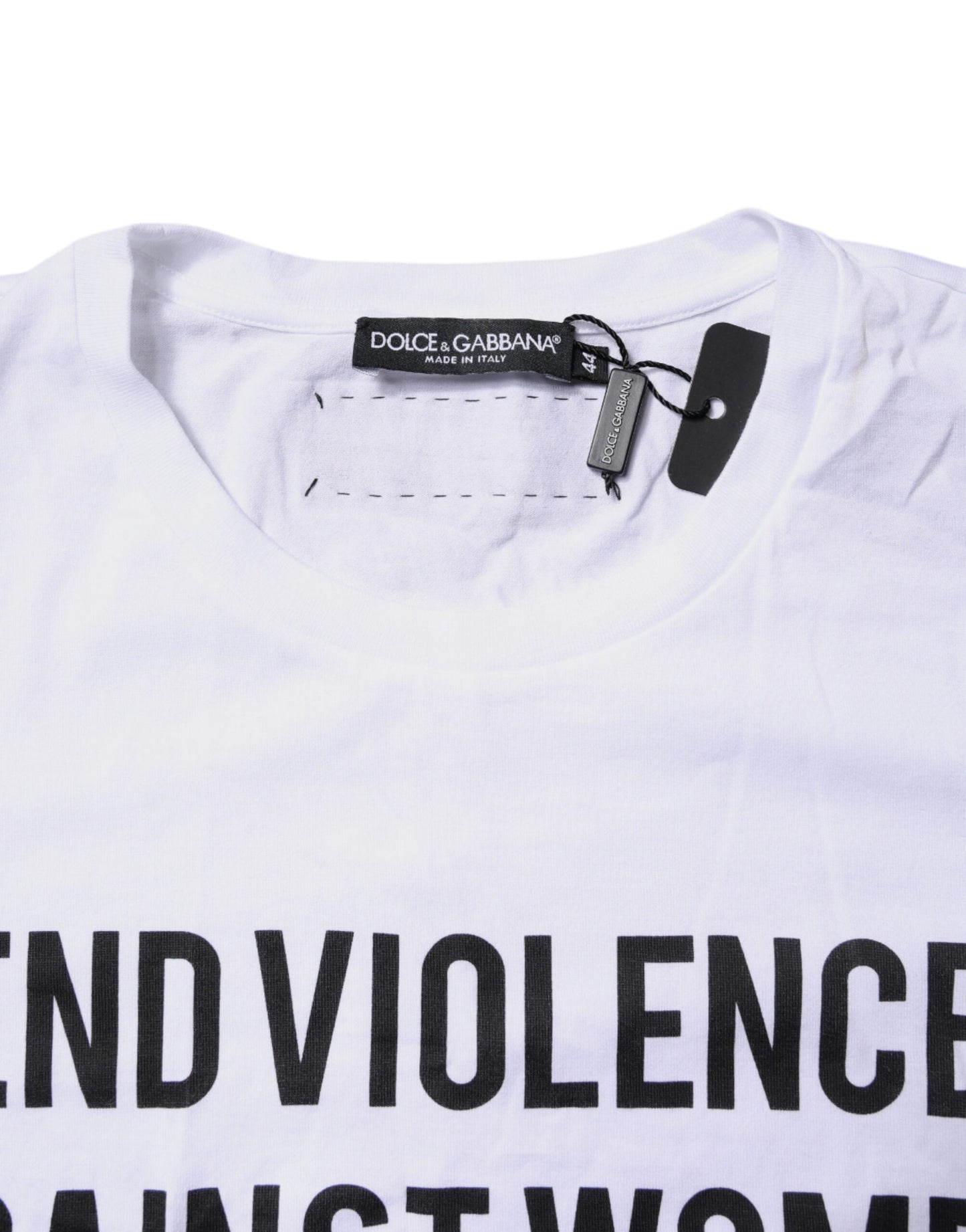 Dolce &amp; Gabbana – Weißes, bedrucktes T-Shirt mit Rundhalsausschnitt aus Baumwolle