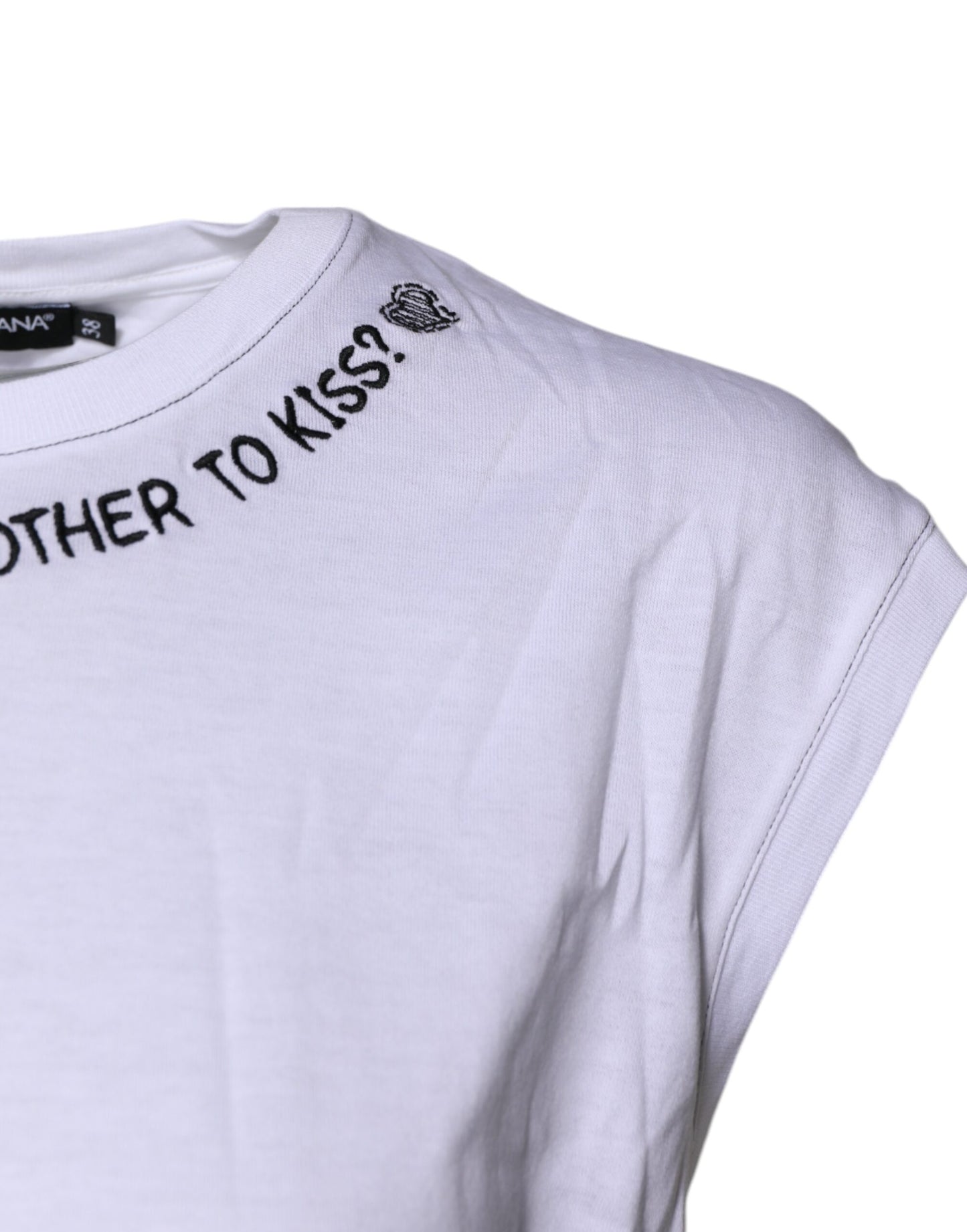 Dolce &amp; Gabbana – Ärmelloses Tank-T-Shirt aus weißer Baumwolle mit Aufdruck