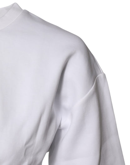 Dolce &amp; Gabbana – Blusenoberteil aus weißer Baumwollmischung mit 3/4-Ärmeln