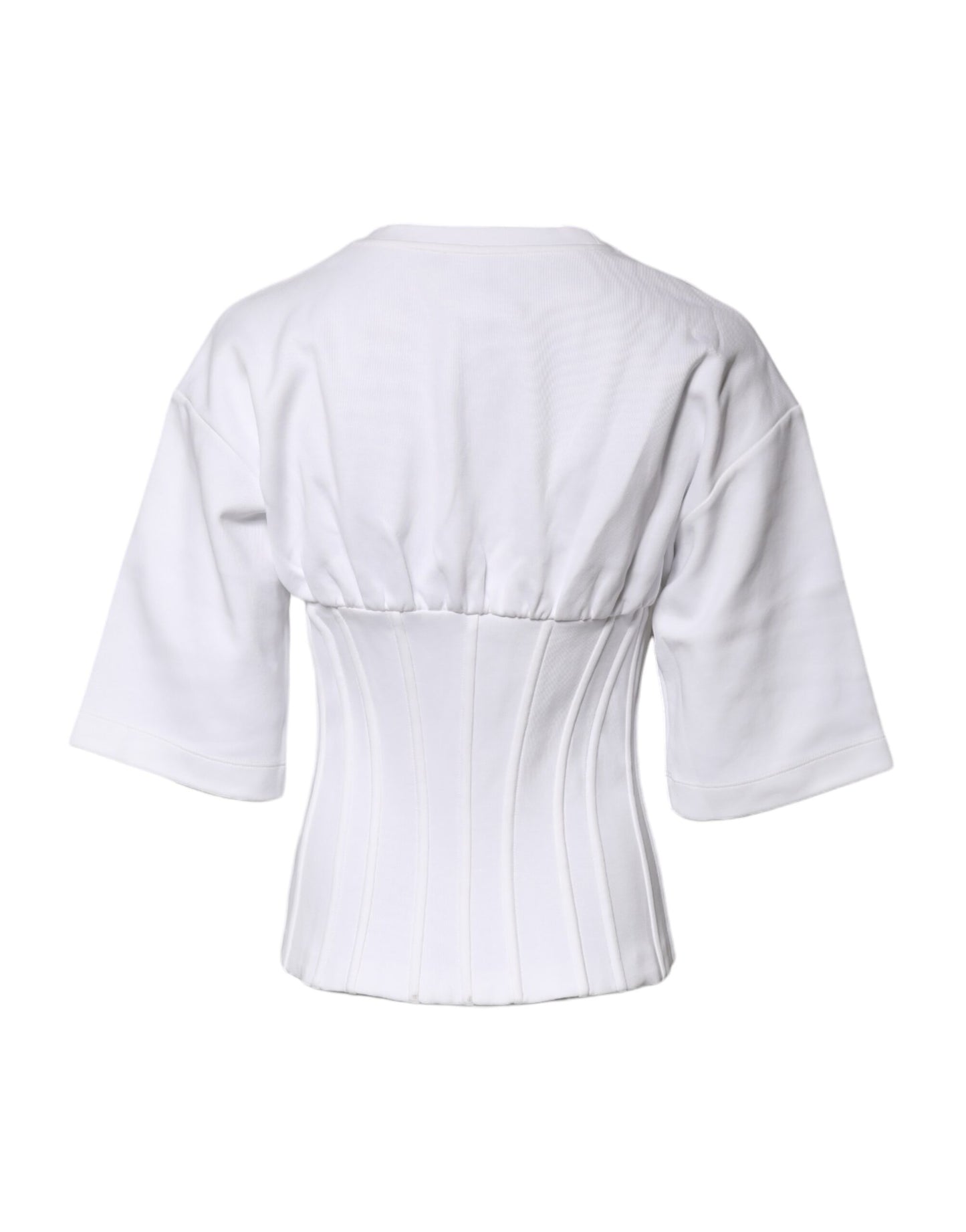 Dolce &amp; Gabbana – Blusenoberteil aus weißer Baumwollmischung mit 3/4-Ärmeln