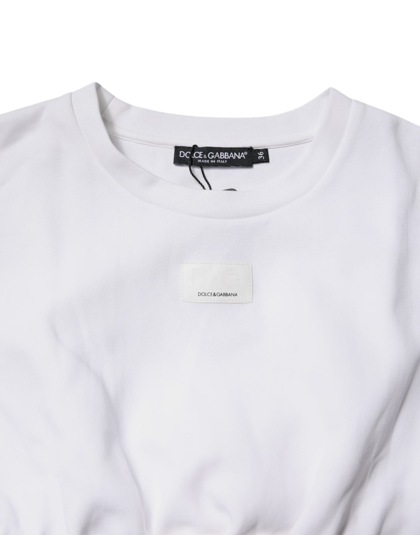 Dolce &amp; Gabbana – Blusenoberteil aus weißer Baumwollmischung mit 3/4-Ärmeln