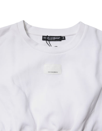 Dolce &amp; Gabbana – Blusenoberteil aus weißer Baumwollmischung mit 3/4-Ärmeln