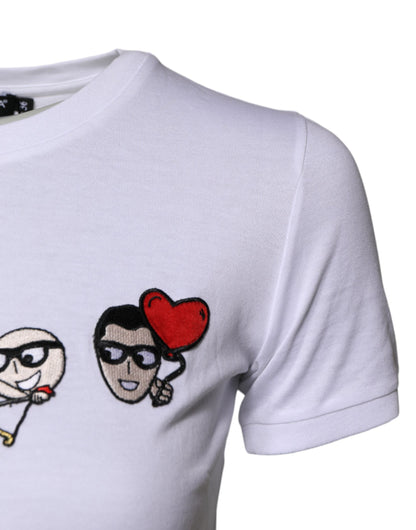 Dolce & Gabbana White #DGFAMILY Cotton Embroidery T-shirt
