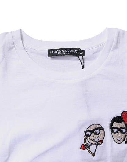Dolce & Gabbana White #DGFAMILY Cotton Embroidery T-shirt