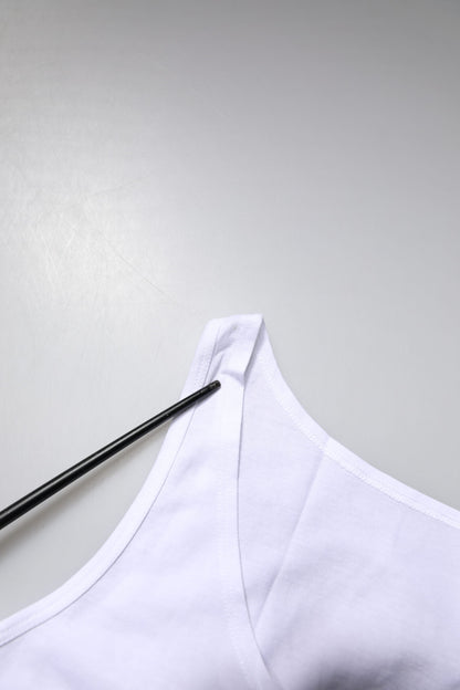 Dolce &amp; Gabbana Weißes ärmelloses Tanktop aus Baumwolle mit Rundhalsausschnitt