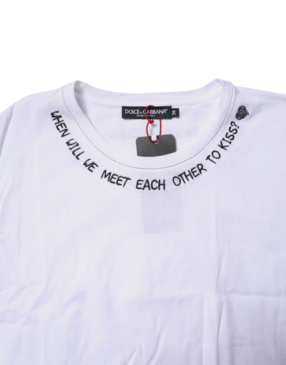 Dolce &amp; Gabbana – Ärmelloses Tank-T-Shirt aus weißer Baumwolle mit Aufdruck