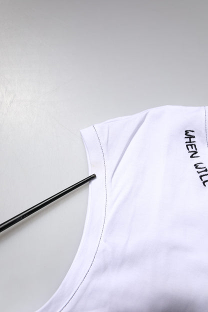 Dolce &amp; Gabbana – Ärmelloses Tank-T-Shirt aus weißer Baumwolle mit Aufdruck