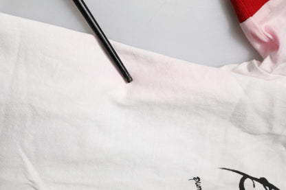 Dolce & Gabbana White Printed Round Neck Cropped Top T-shirt