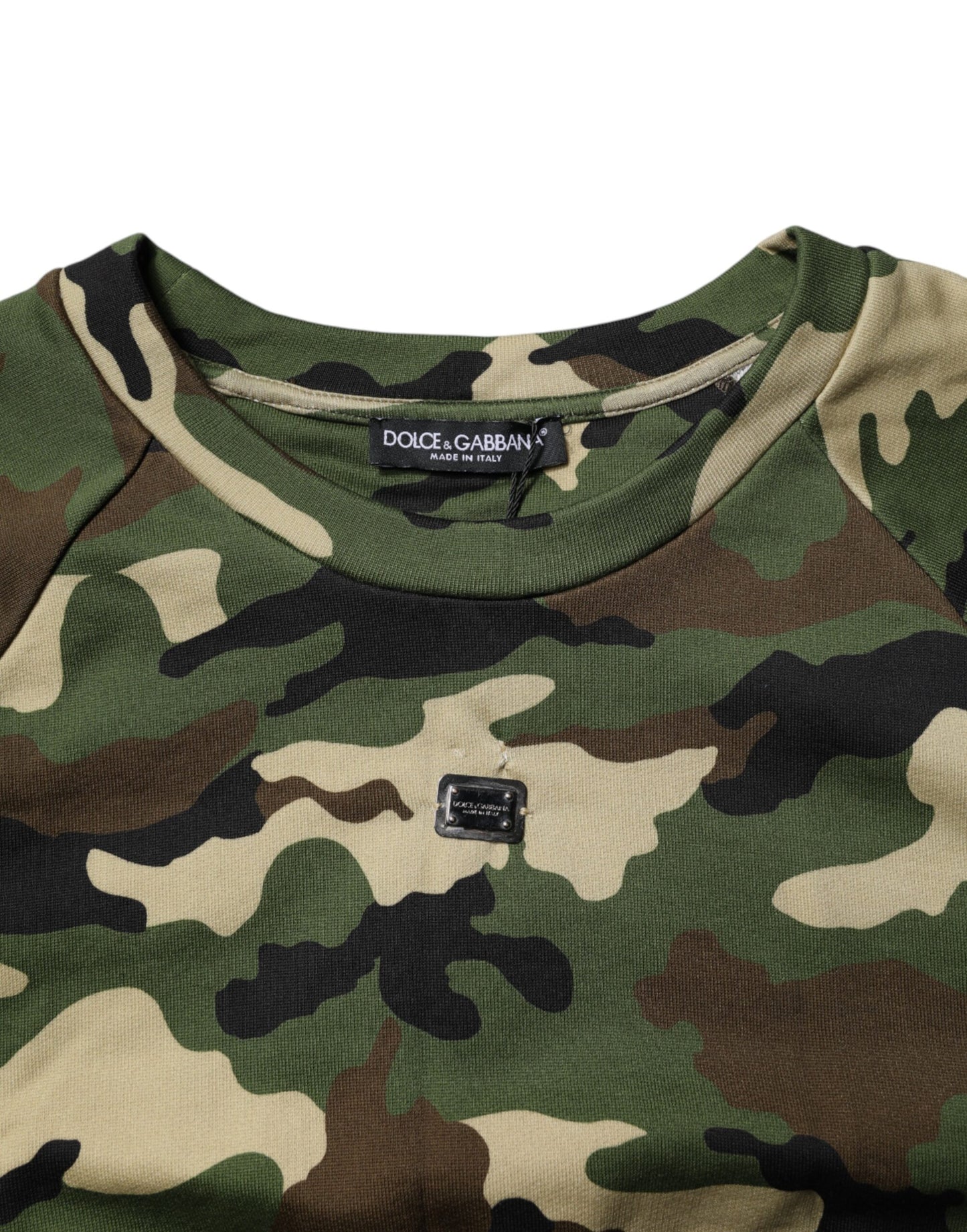Dolce &amp; Gabbana – Mehrfarbiger, kurzer Sweatshirtpullover mit Camouflage-Muster