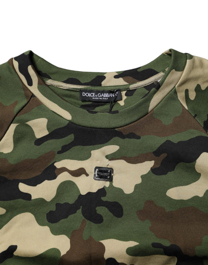 Dolce &amp; Gabbana – Mehrfarbiger, kurzer Sweatshirtpullover mit Camouflage-Muster