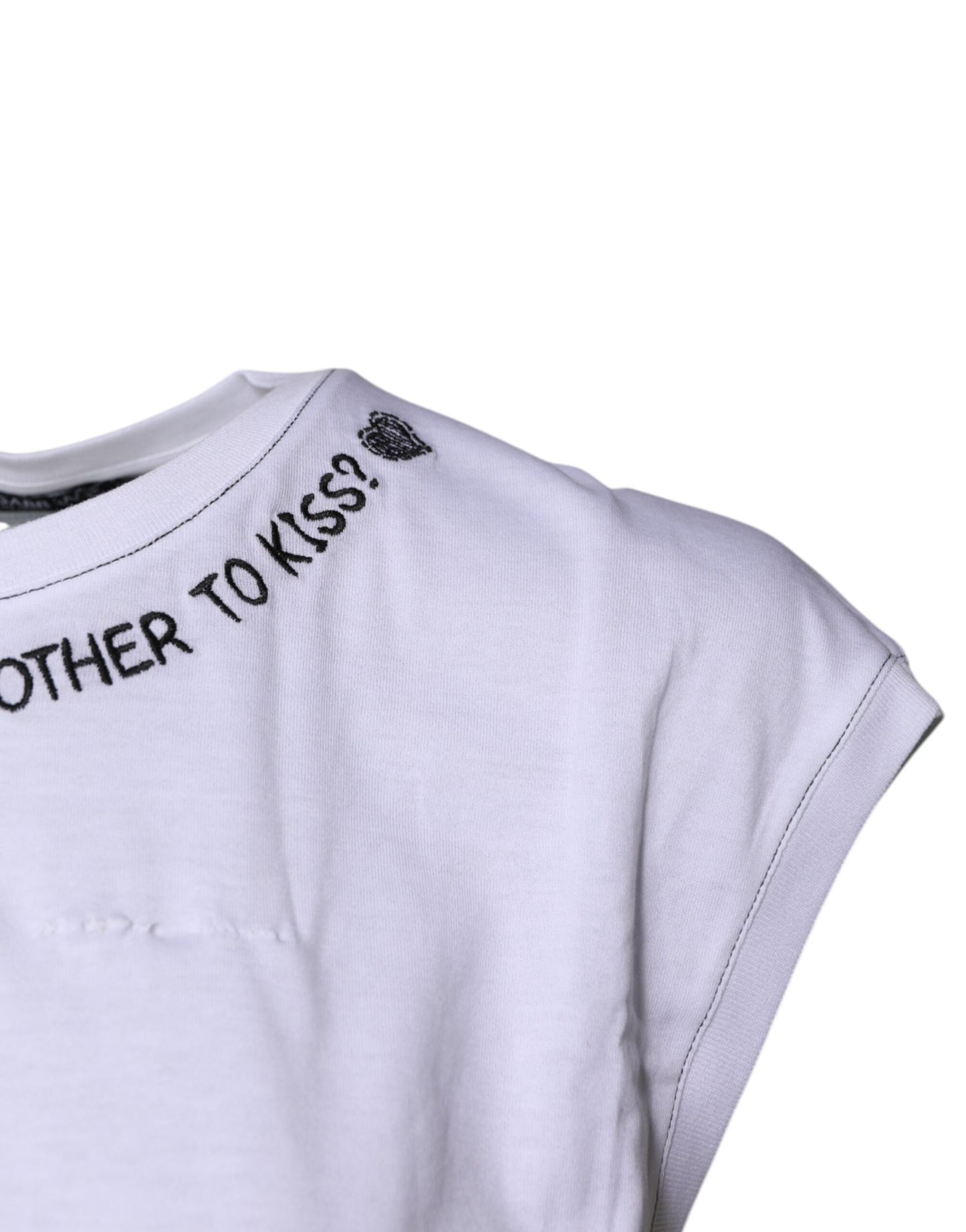 Dolce &amp; Gabbana – Ärmelloses Tank-T-Shirt aus weißer Baumwolle mit Aufdruck