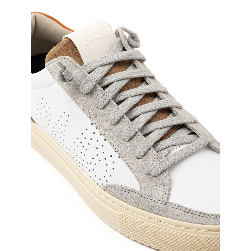 P448 White Leather Athletic Sneakers