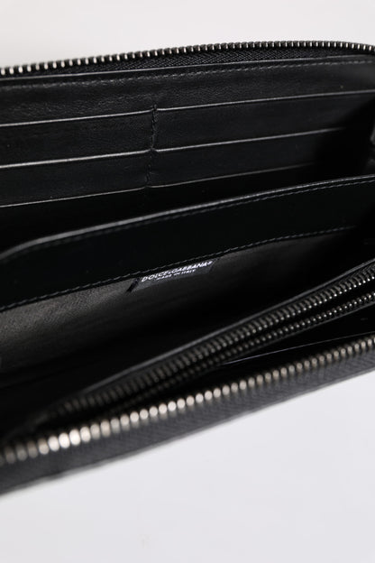 Dolce &amp; Gabbana – Kontinentale Geldbörse aus exotischem Leder mit Prägung in Schwarz und Blau