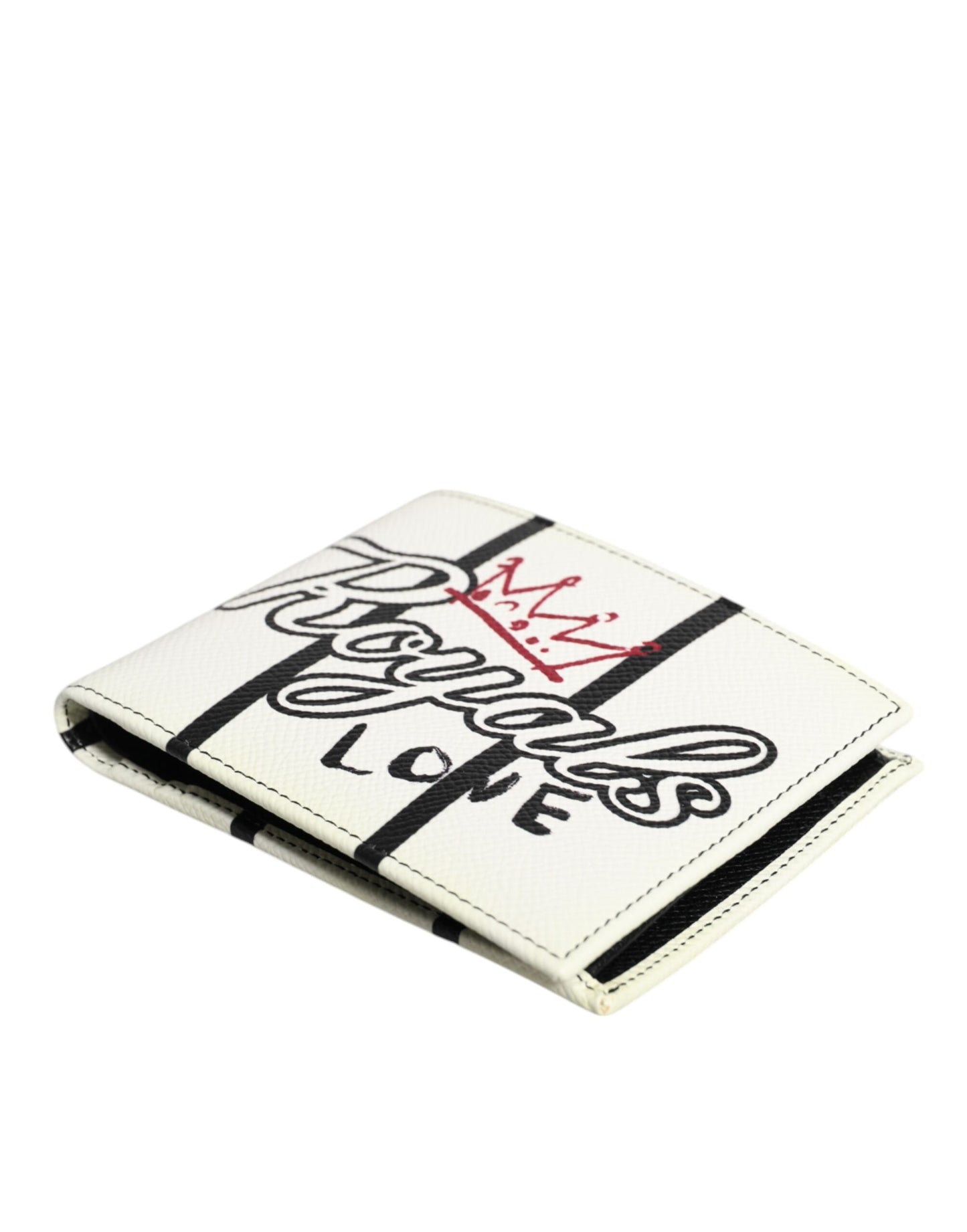 محفظة دولتشي آند غابانا DG Crown Royals ثنائية الطي من الجلد الأبيض